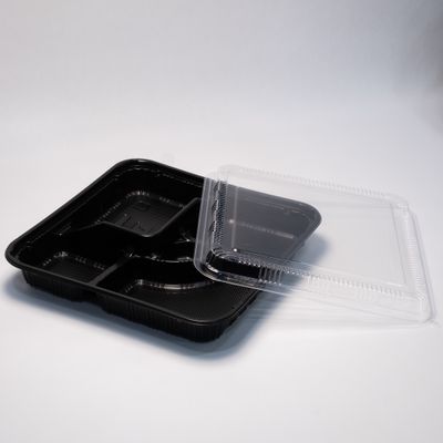 TZ 307 -10 1/8 inch x 10 1/8 inch x 3/4 inch 5-compartment rectangular bento box