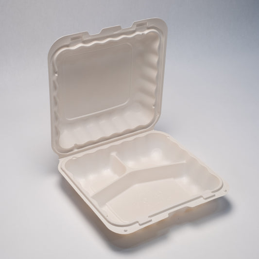 KT 288 -7.5 inchx7.5 inch 3-compartment hinged container