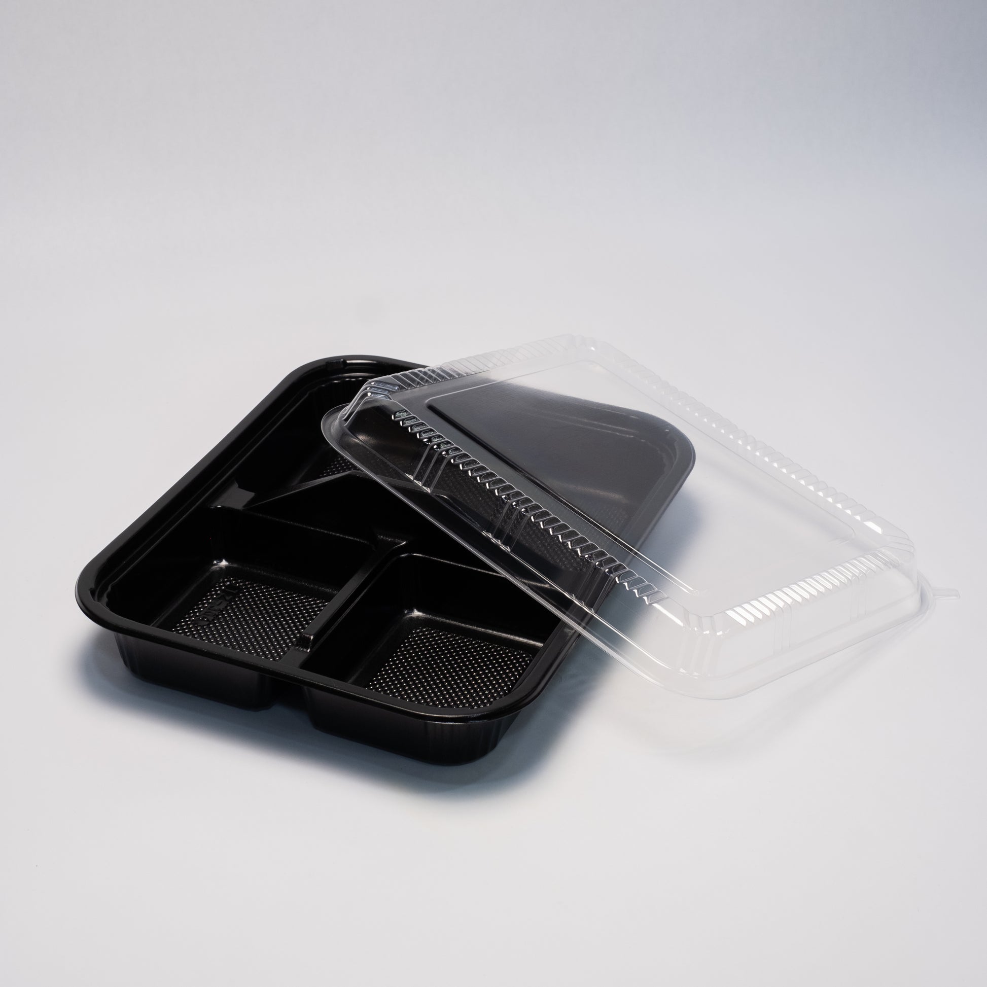 TZ 304 -8 3/4 inch x 6 7/8 inch x 7/8 inch 3-compartment rectangular bento box